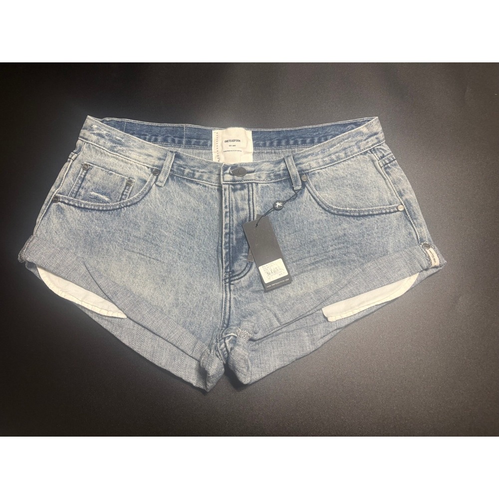 One Teaspoon NWT Salty Dog Bandits Shorts Blue Denim Low Waist Denim Sz 32